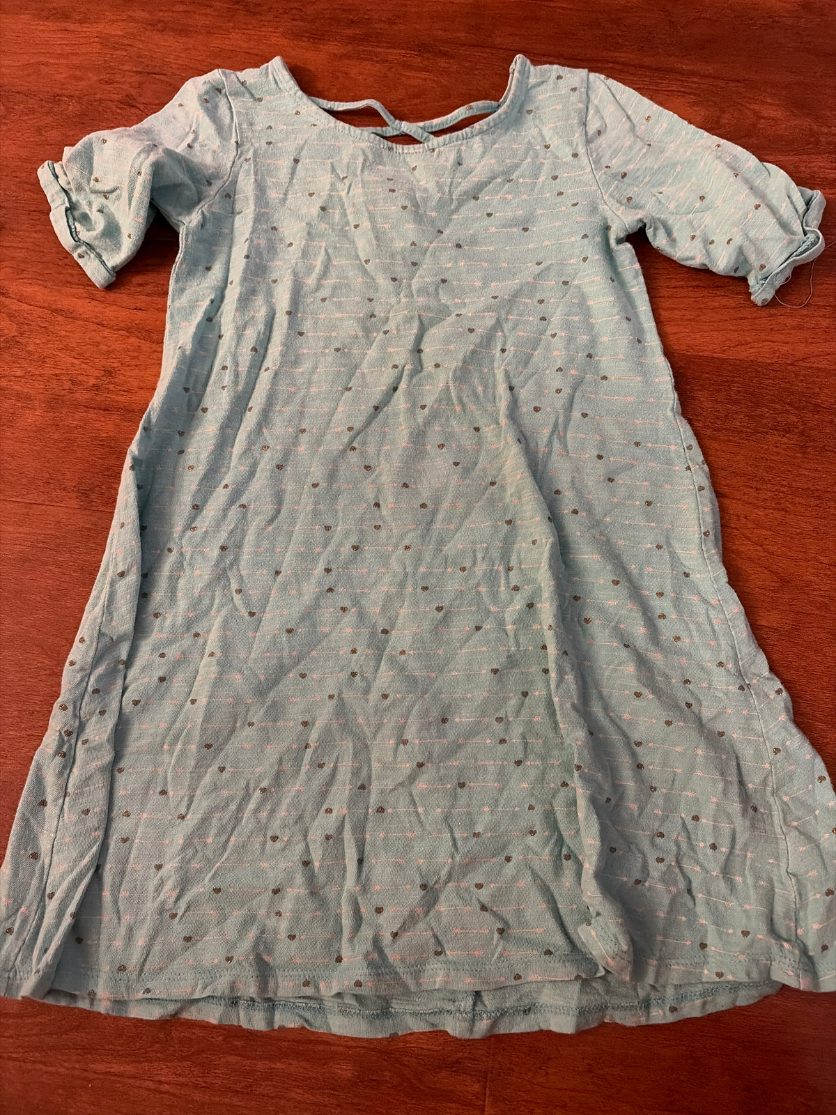 Jumping beans teal heart Arrow dress - size Youth - 6 (S)