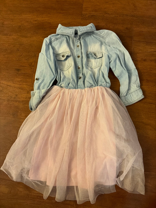 Arizona light wash jean & pink tulle dress - size Youth - 7 (S)