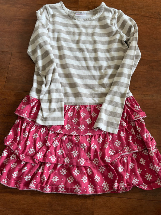 Hanna Andersson Sz 130 (8) grey stripe/pink - size Youth - 8 (M)