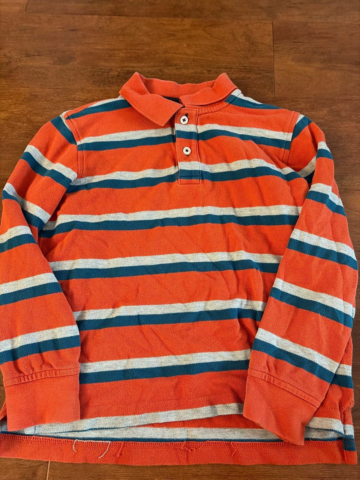 Lands End orange stripe polo Sz S (8) - size Youth - 8 (M)