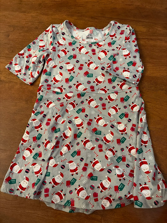 Grey Santa SS dress - size Youth - 6 (S)