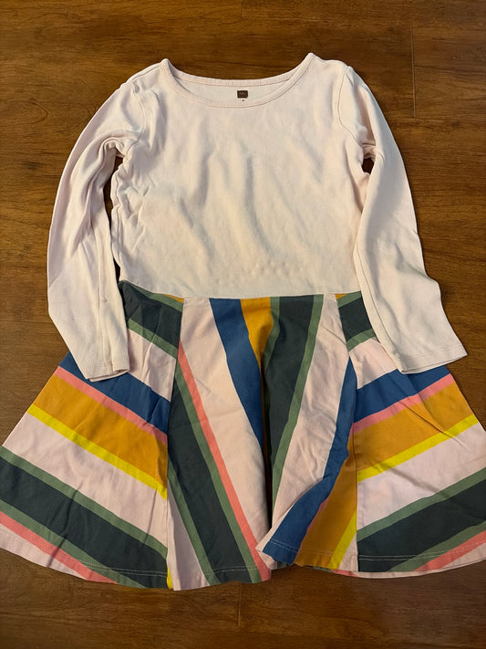 Tea Sz 8 pink and stripe Circle skirt dress - size Youth - 8 (M)