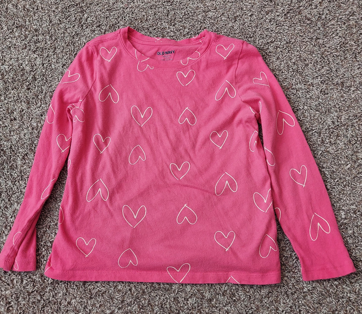 L/S Pink Hearts Valentine's Day - size Youth - 6 (S)