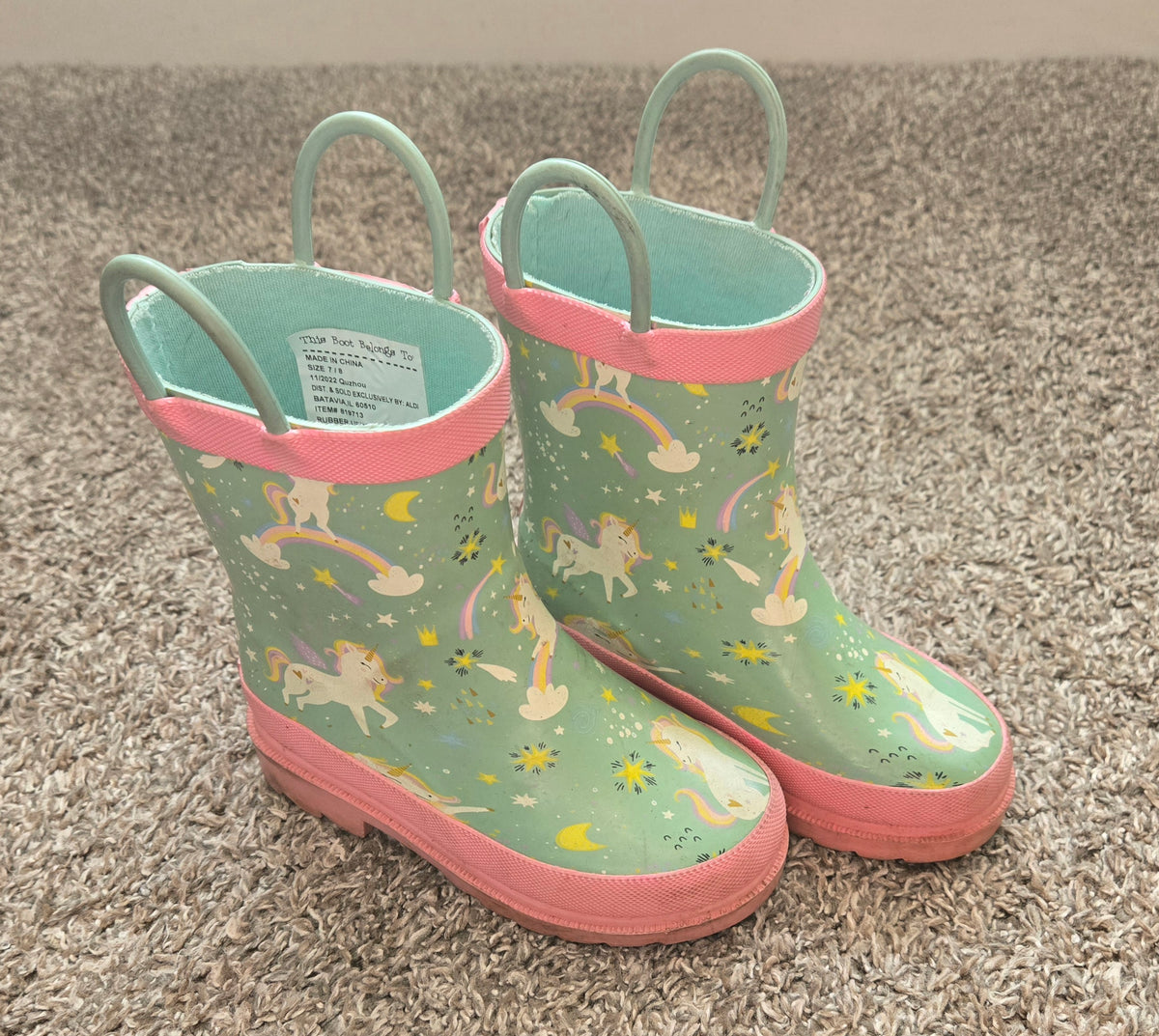 Unicorn Rain Boots - size Shoes - Toddler 7