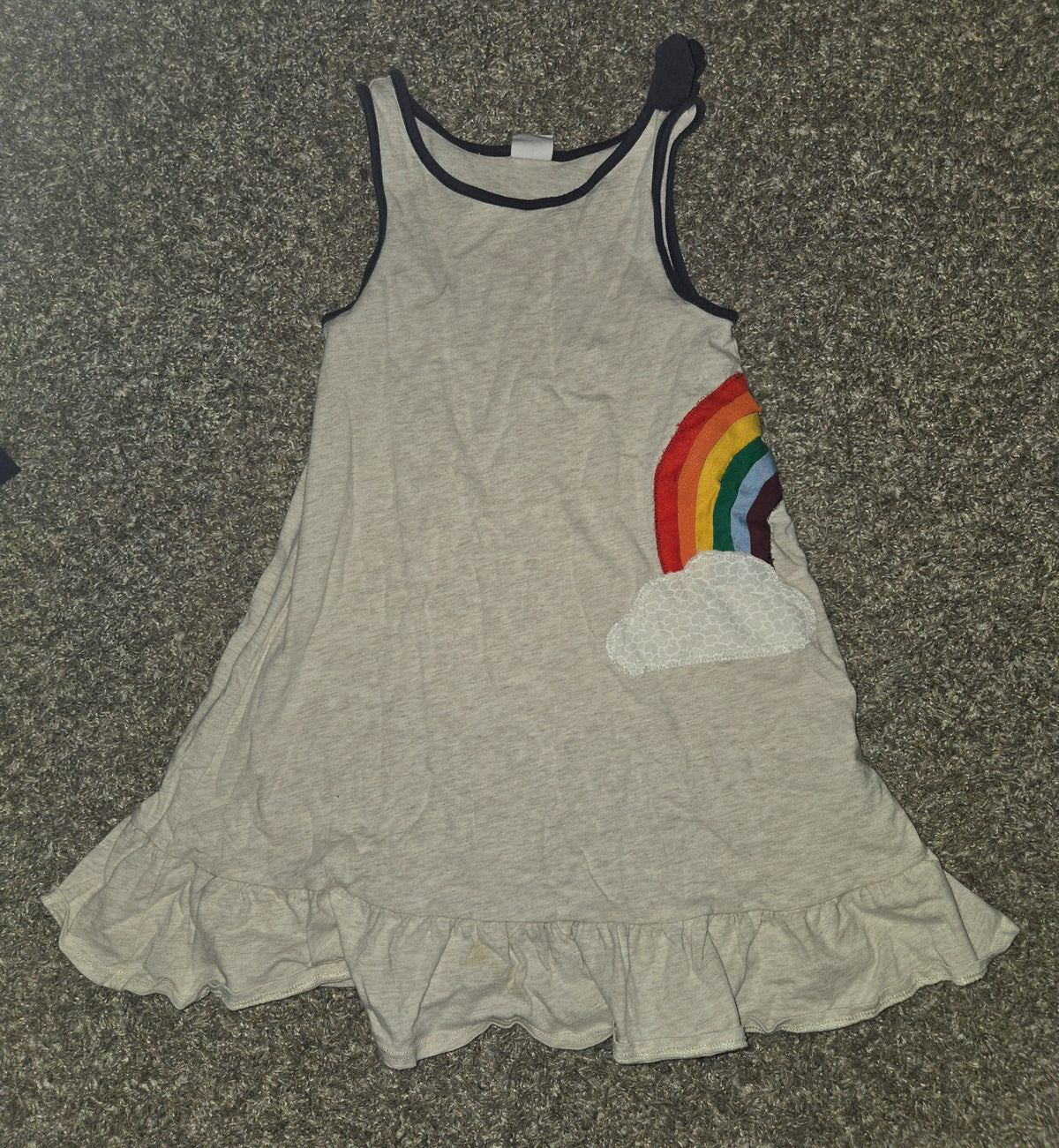 Sleeveless Rainbow Dress with Blue Outline