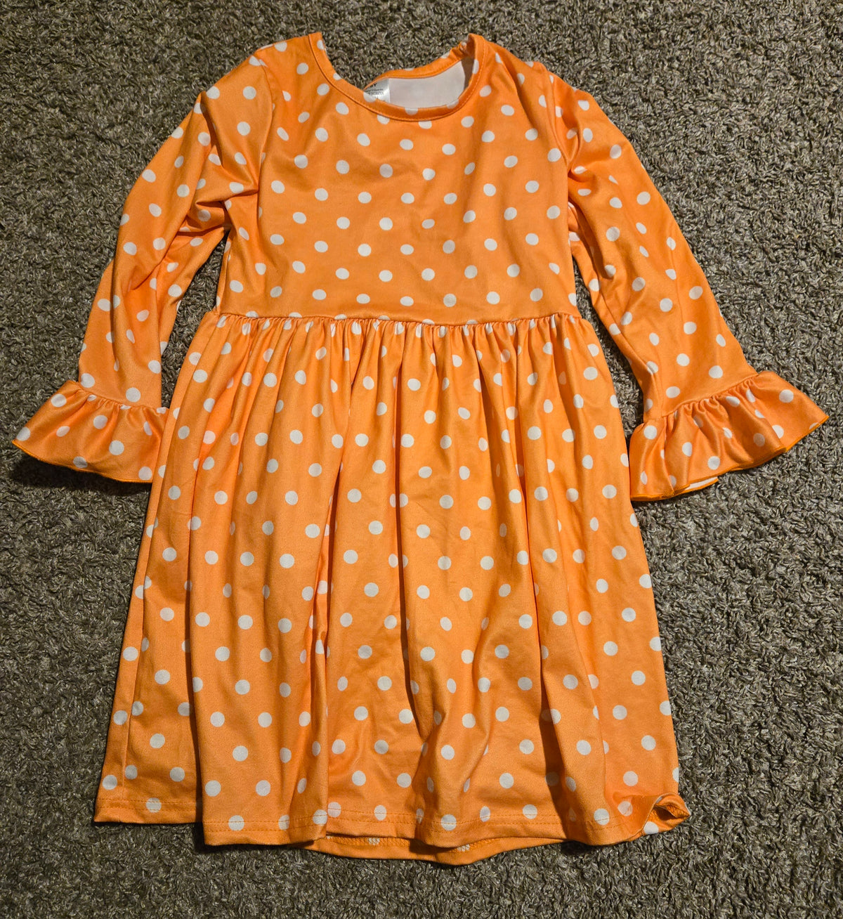 Long Sleeve Orange & White Polkadots - size Toddler - 5T