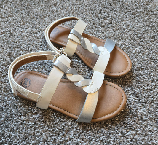 White and Silver Sandals Wonder Nation - size Shoes - Kids 12
