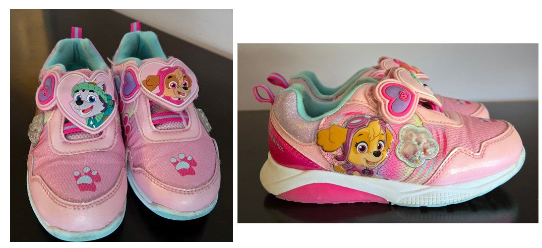 Pink Paw Patrol Light Up On/Off Button - size Shoes - Kids 12