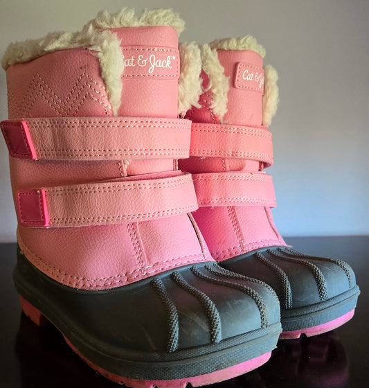 Pink & Gray Winter Boots Cat & Jack, Like New - size Shoes - Kids 12