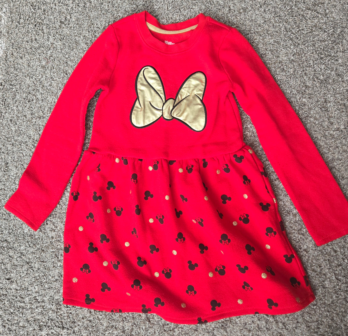 Disney Minnie Mouse Red Dress with Gold Bow