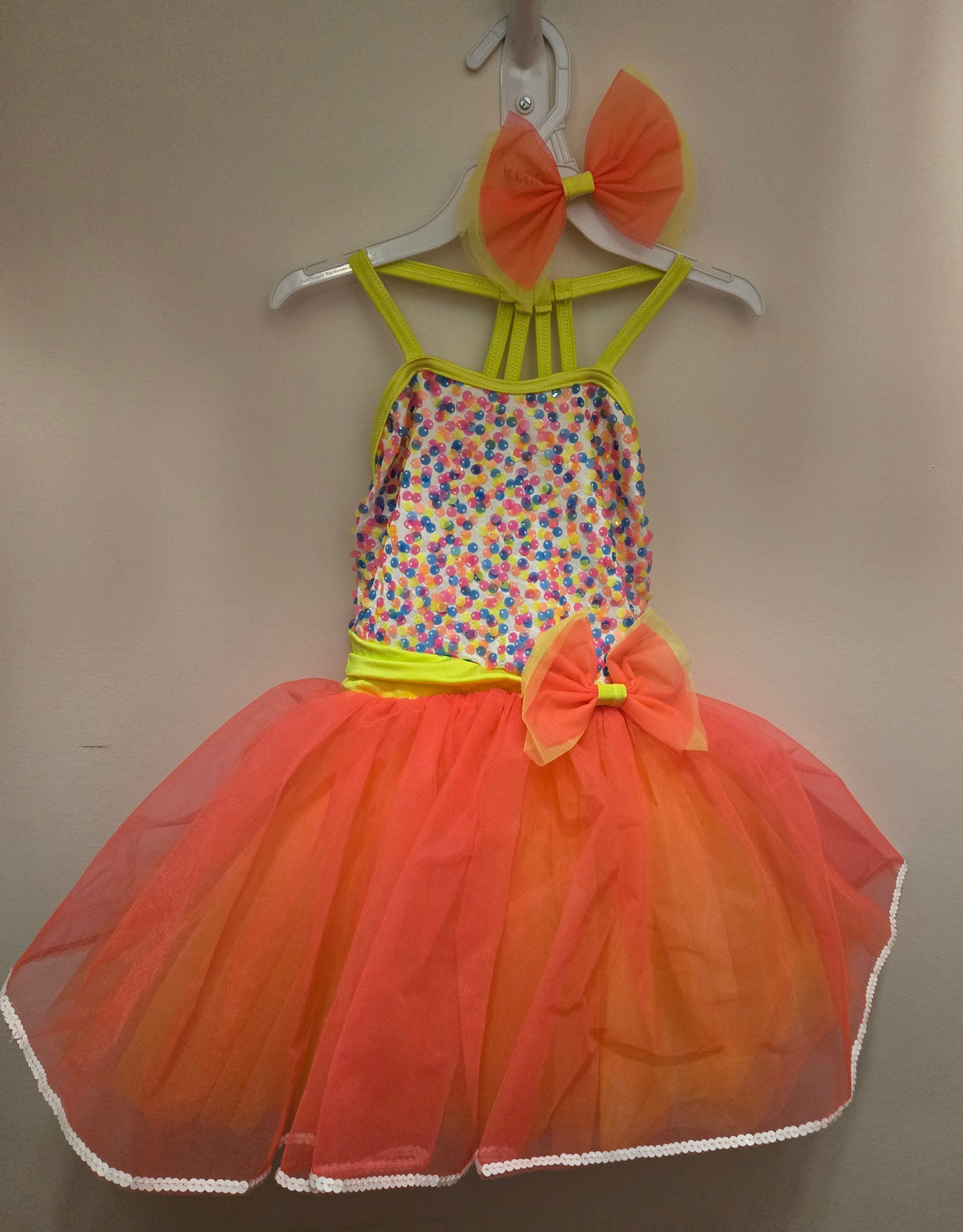 Rainbow Sequins & Orange Tulle Dress Up - size Youth - 6 (S)