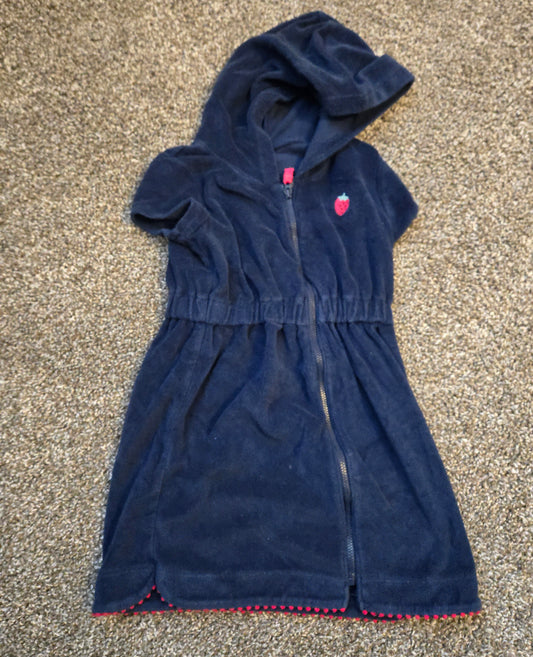 Navy Blue Hooded & Zip Swim Cover Up - size Toddler - 5T