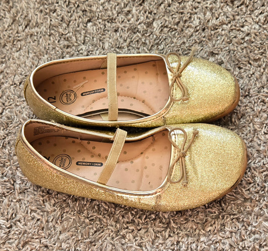 Gold Sparkle Flats - size Shoes - Kids 12