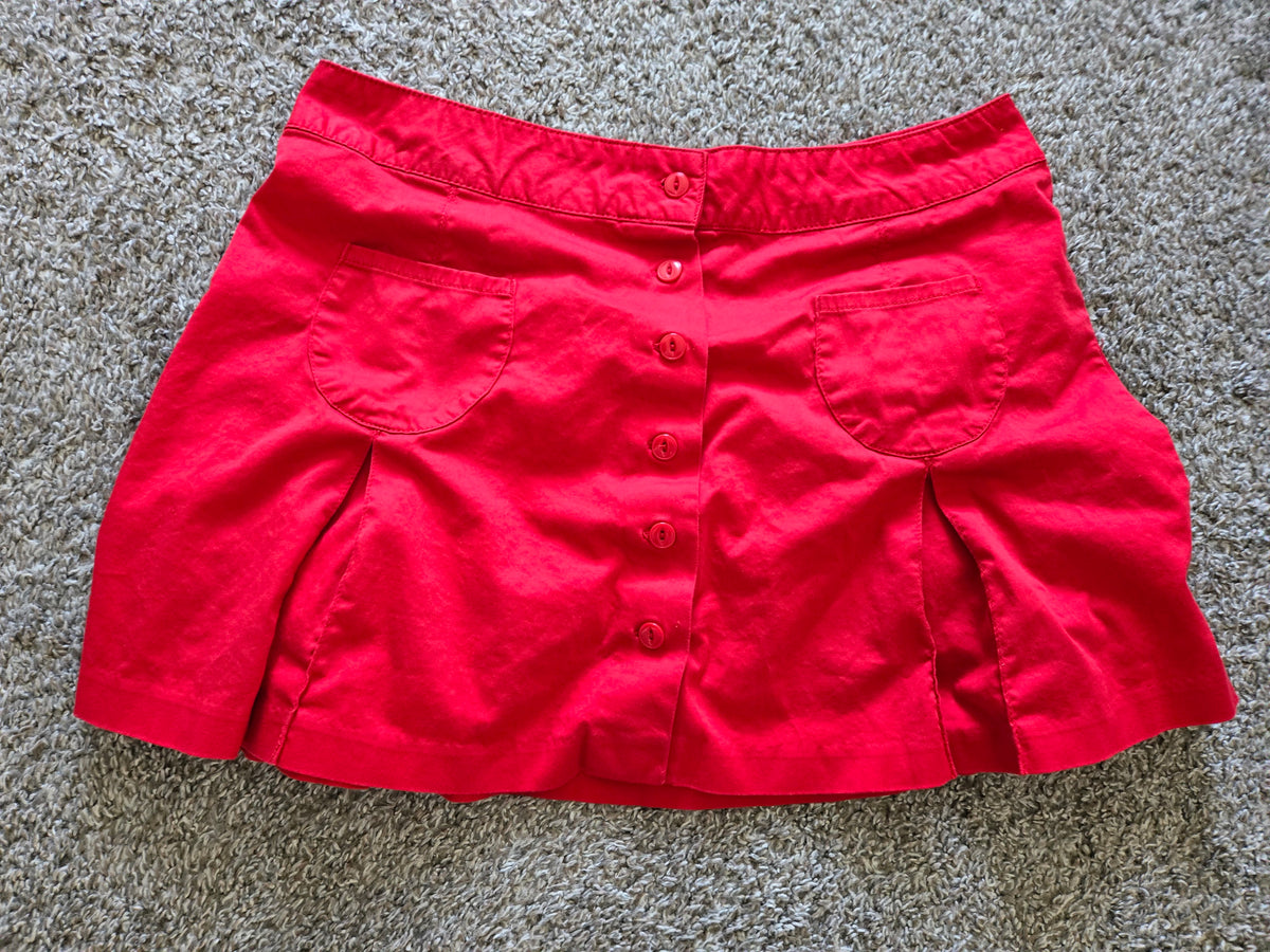 Red Skirt Front Buttons, Flair Fit - size Women - M (8/10)