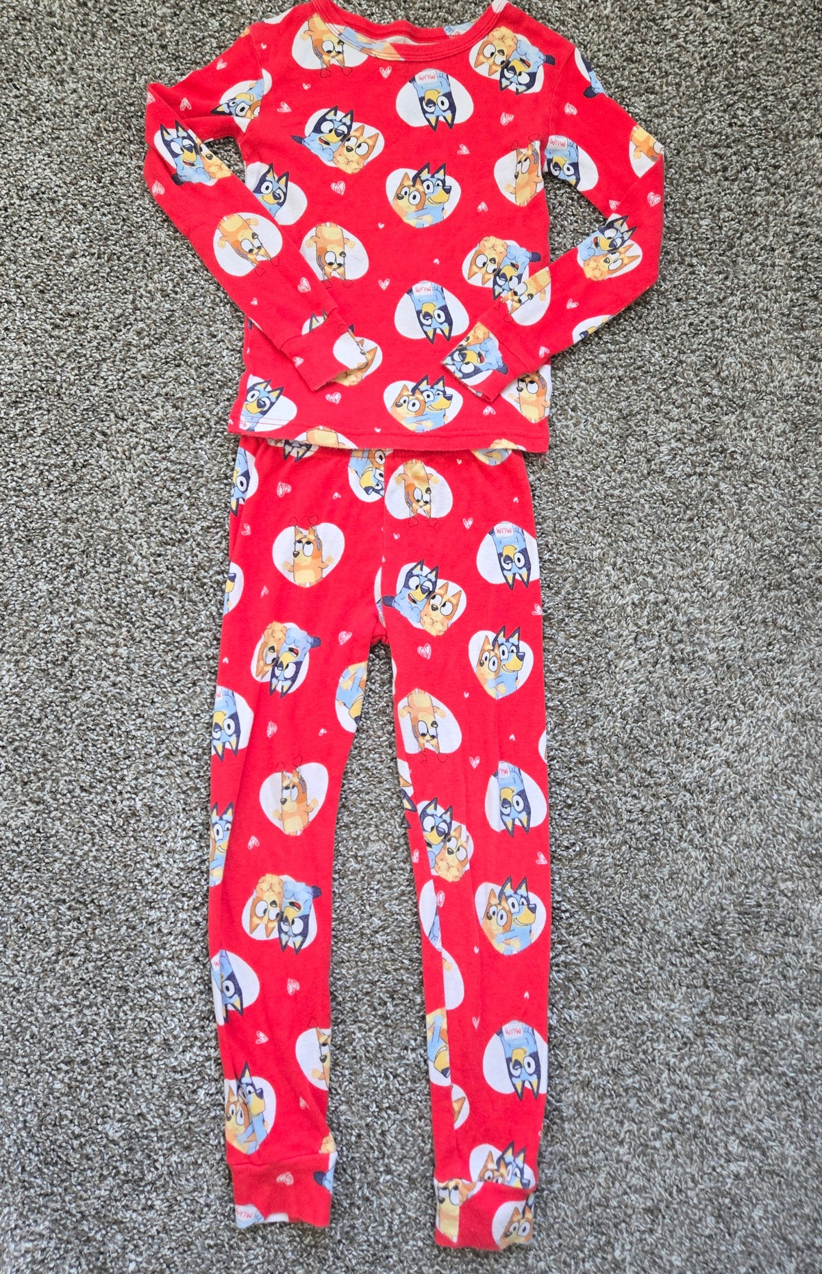 L/S Bluey Heart PJs Valentine's Day - size Youth - 6 (S)