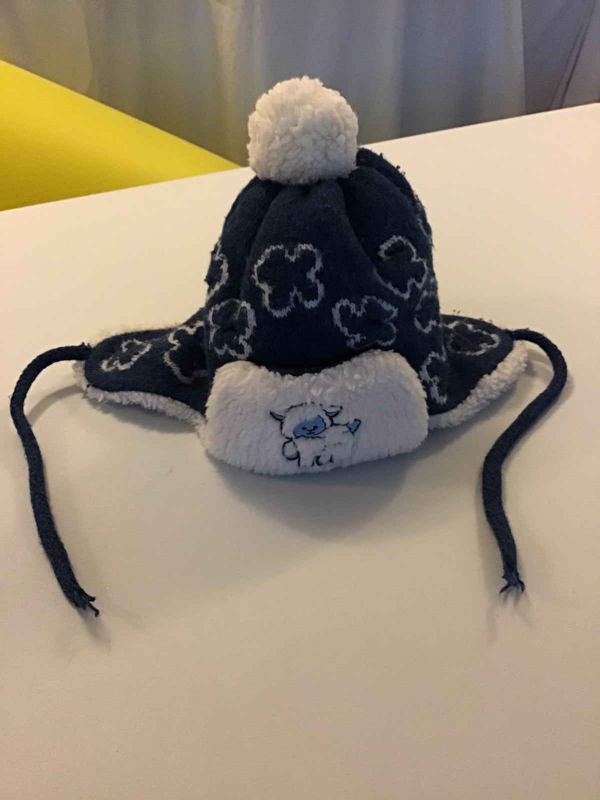 Winter hat very warm Blue w sheep on front - size Month - 18-24 / 24M