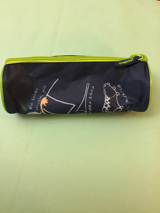 Navy pencil case with Green zipper