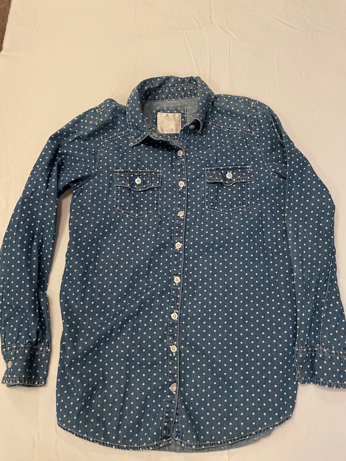 Justice bottom shirt Blue with dots - size Youth - 14 (XL)