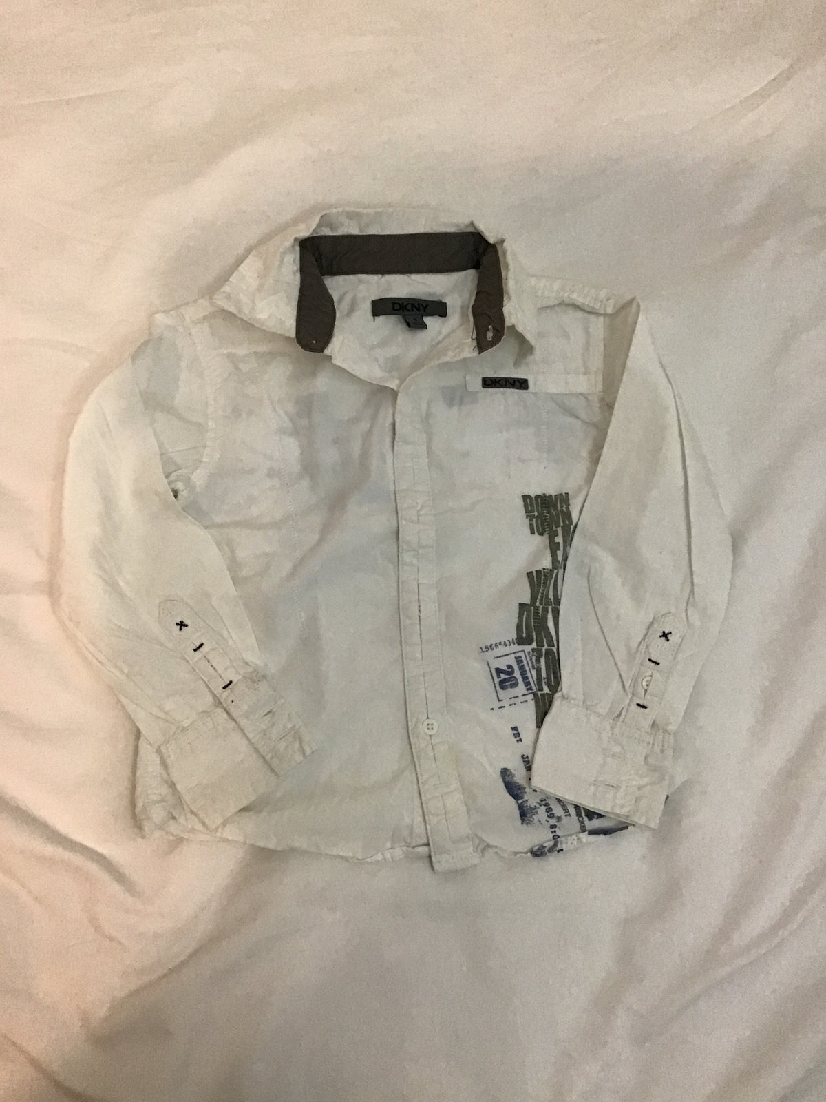 DKNY white buttons shirt 100%cotton - size Youth - 5 (XS)