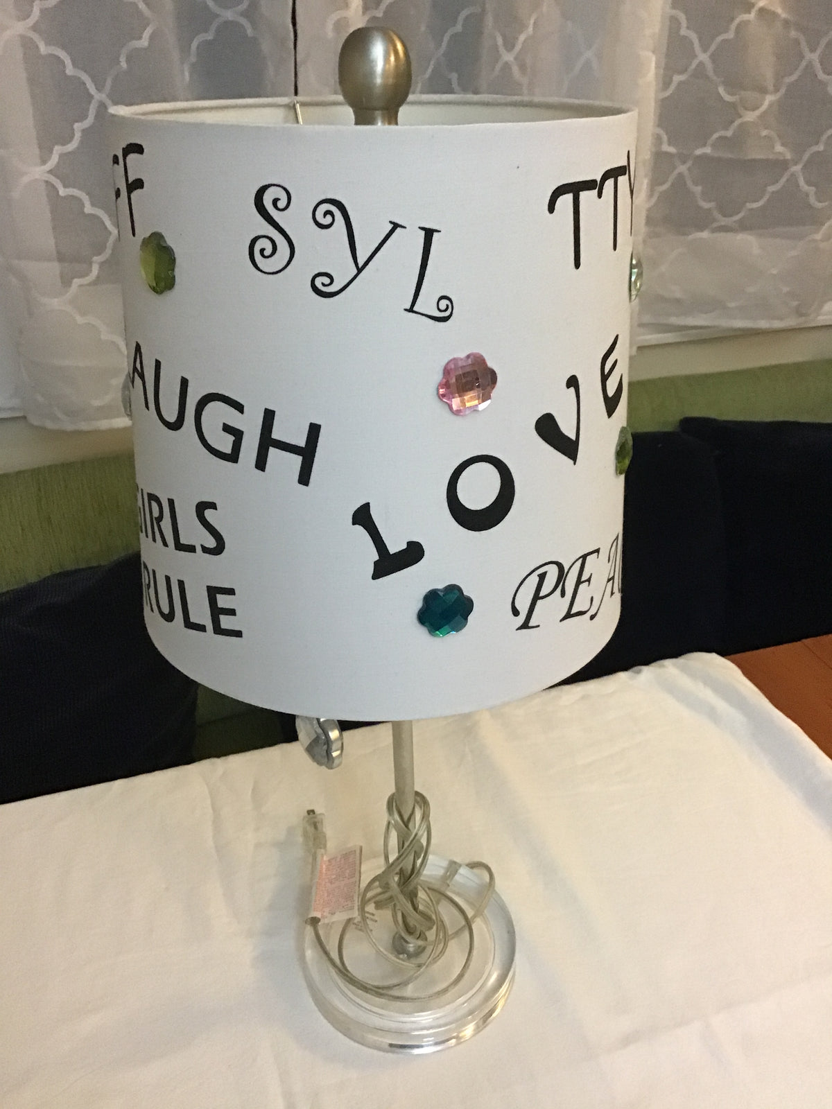 Girls lamp white  girls rule ,bff, laug
