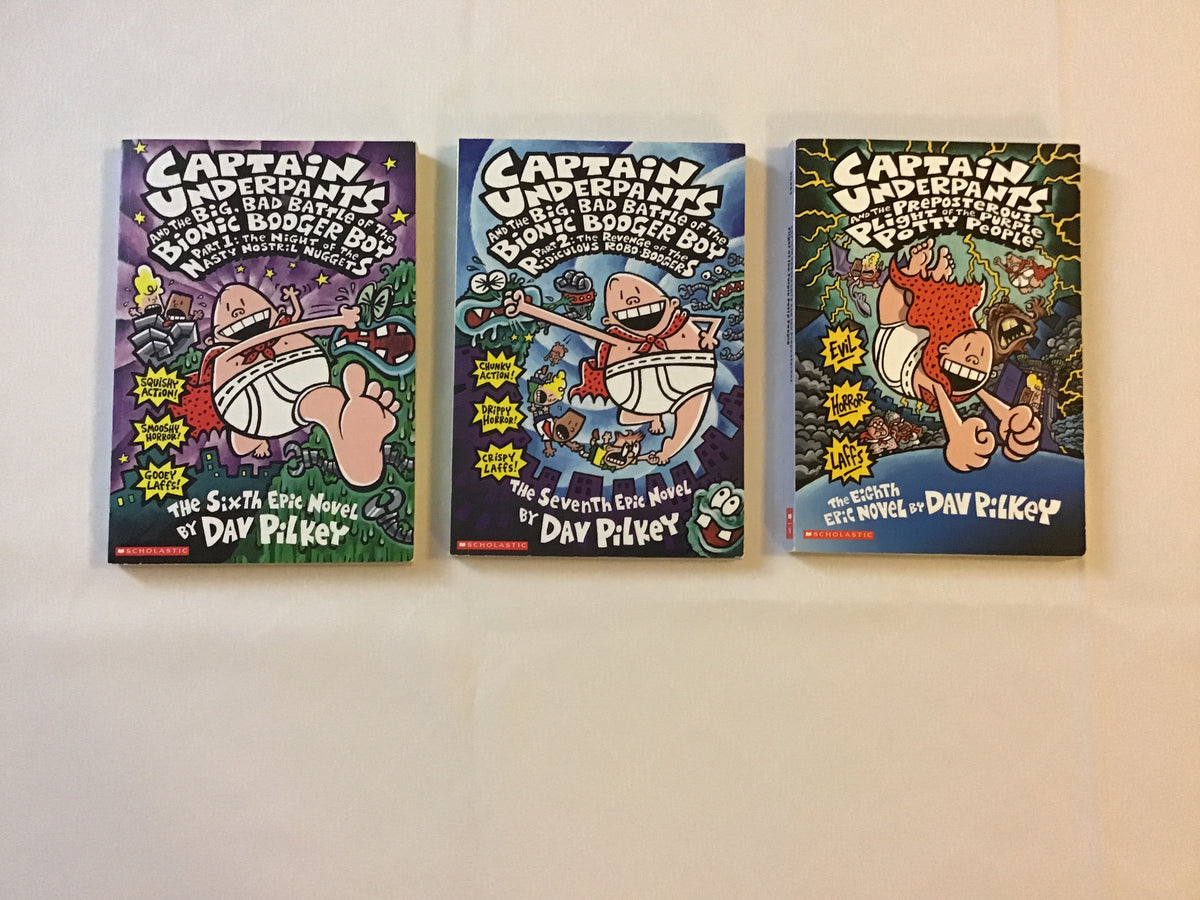 Captain Underpants books 6-8 by Dav Pilkey VGUC