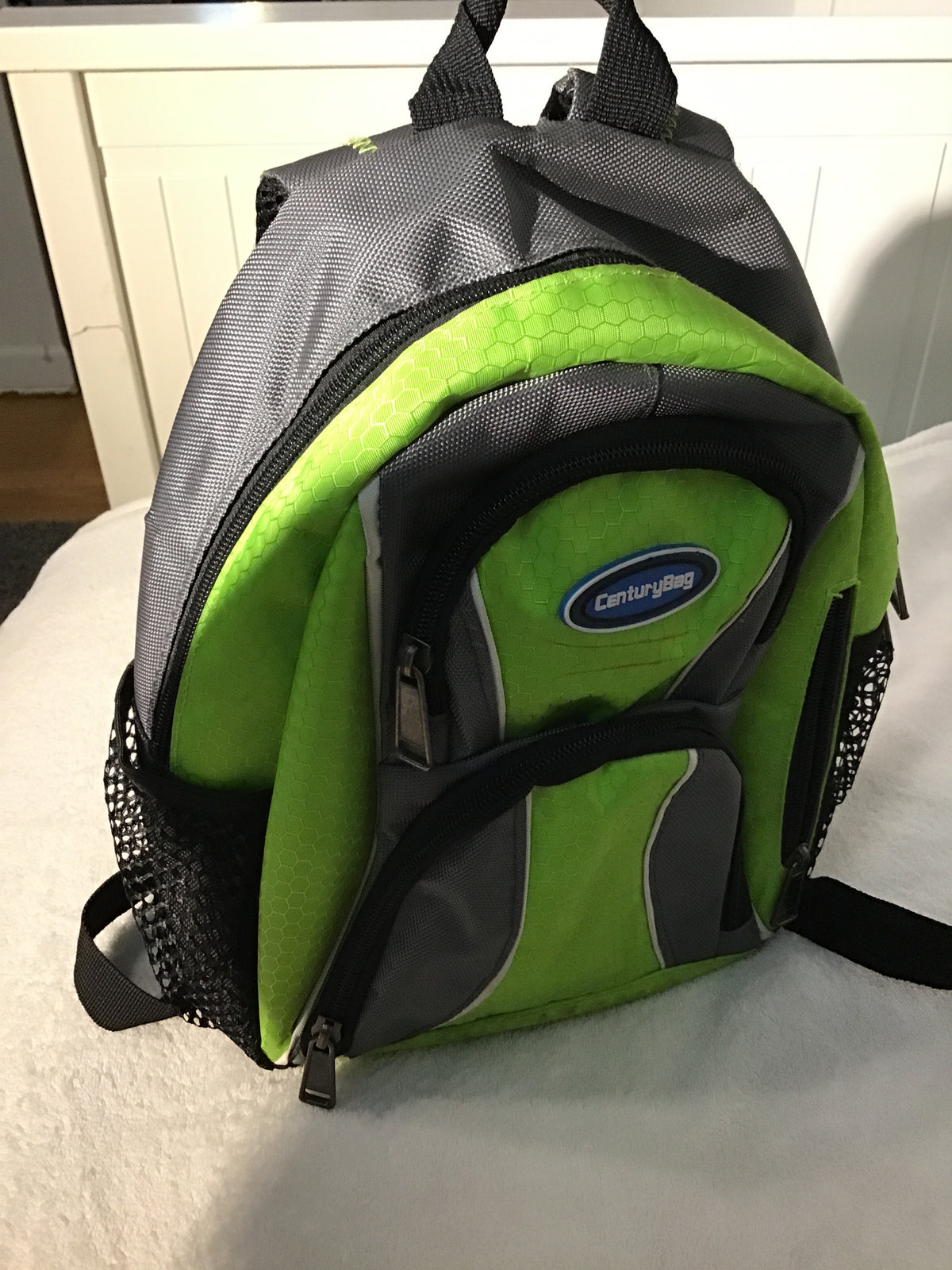 Small backpack 12in tall Neon green, black, gray