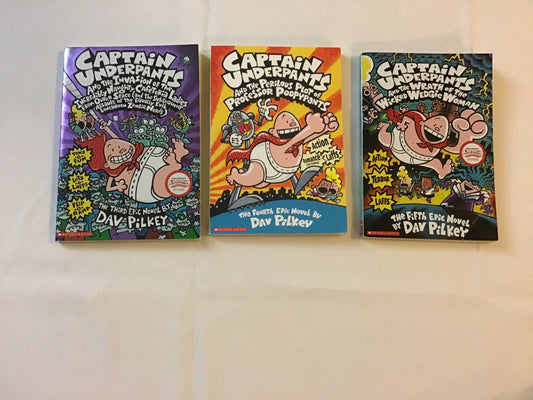 Captain Underpants books 3-5 by Dav Pilkey VGUC