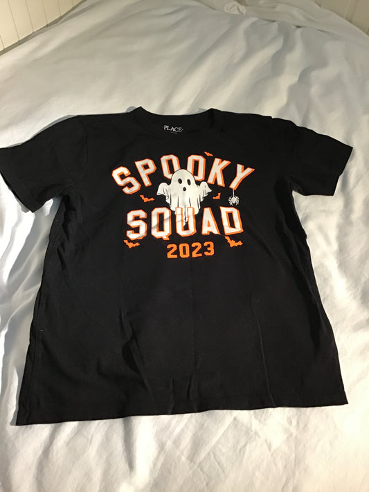 Halloween black T-shirt Spooky squad - size Youth - 10 (L)