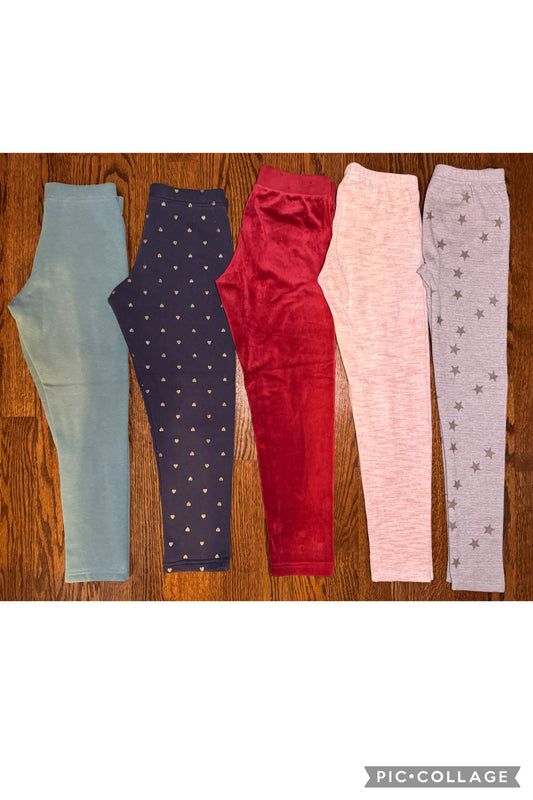 5 fleece leggings GAP, Carters, OshKosh, ON - size Youth - 8 (M)