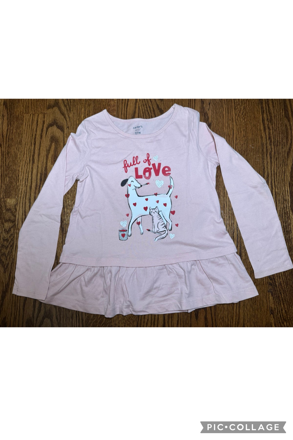 Carter's Valentine's Day LS shirt  EUC - size Youth - 7 (S)