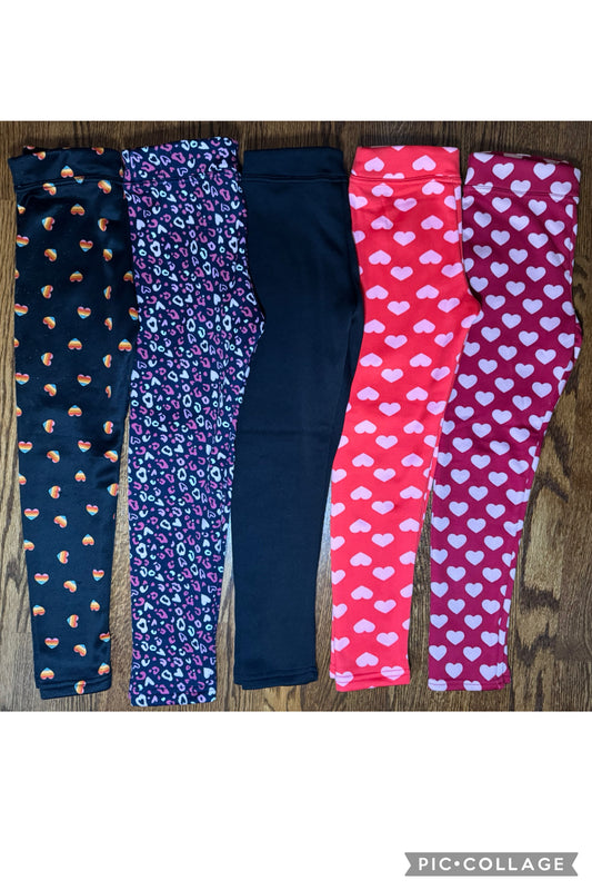 5 pairs of L&D fleece leggings - size Youth - 7 (S)