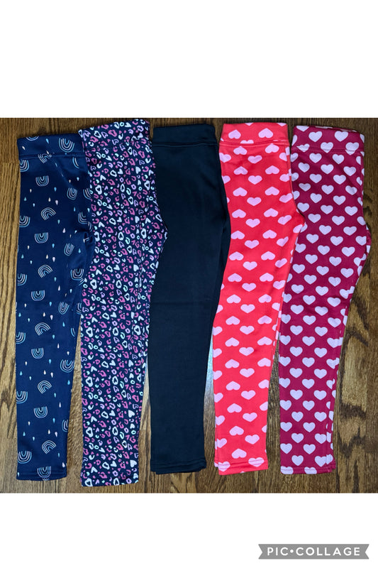 5 pairs of L&D fleece leggings - size Youth - 7 (S)