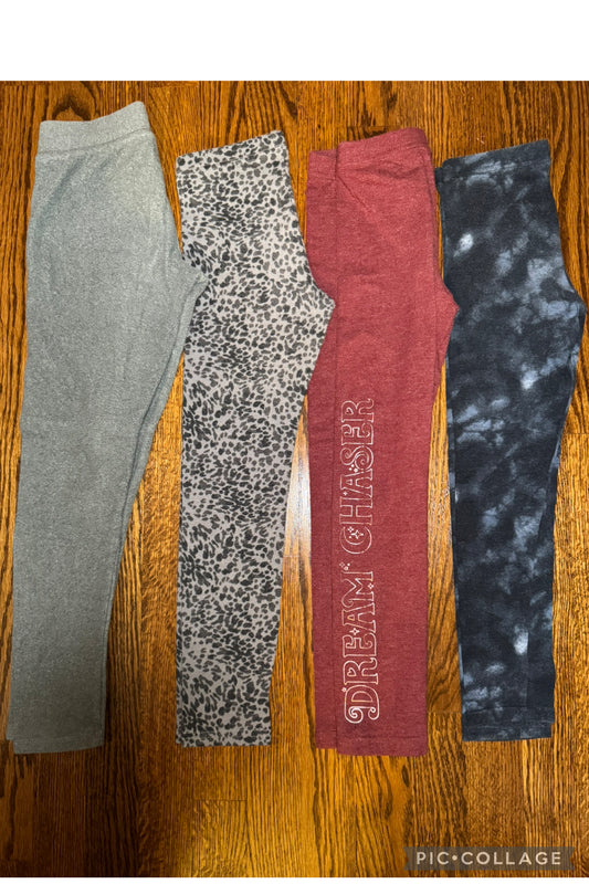 4 pairs ON leggings 1 fleece, 3 cotton - size Youth - 6 (S)