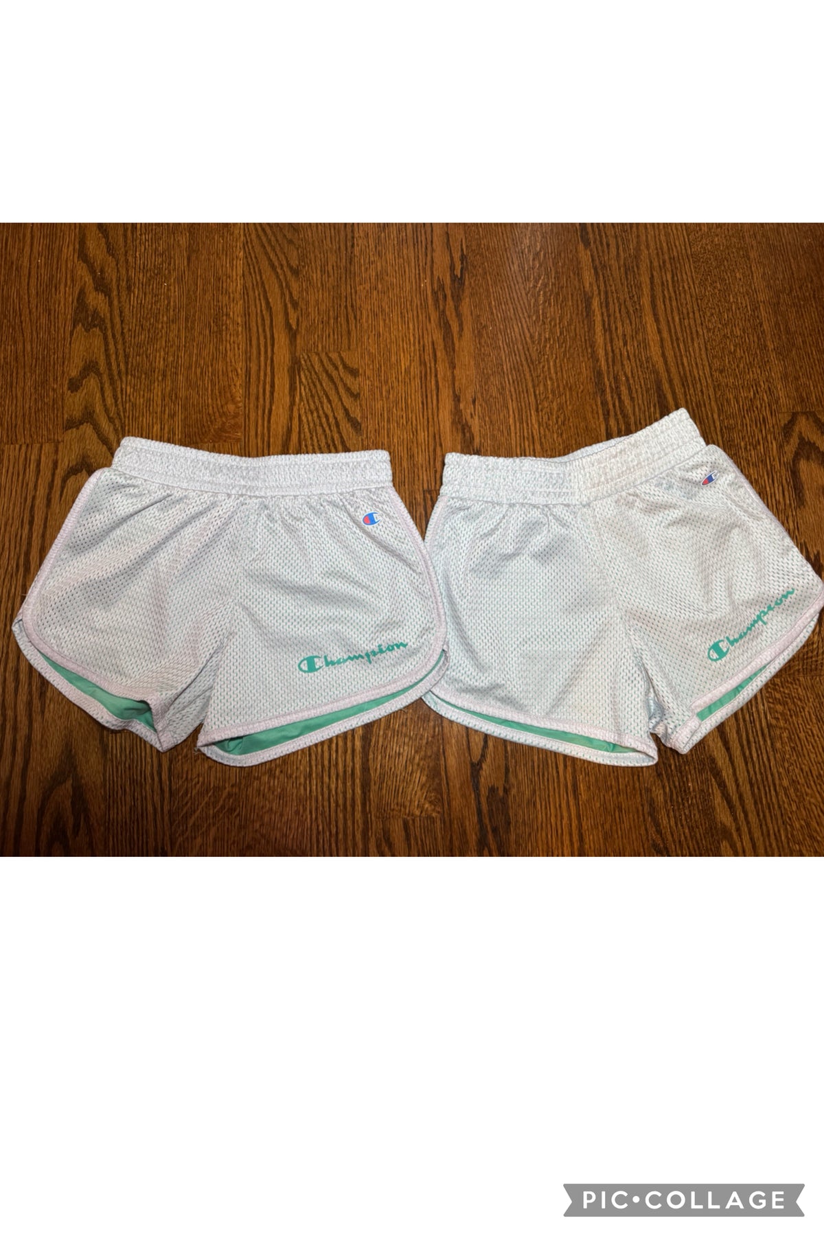 2 Champion mesh shorts light green - size Youth - 6 (S)