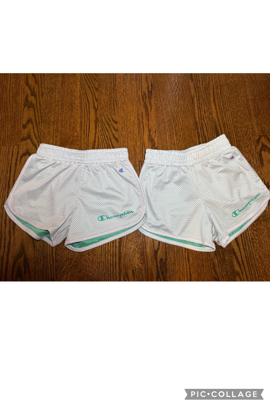 2 Champion mesh shorts light green - size Youth - 6 (S)