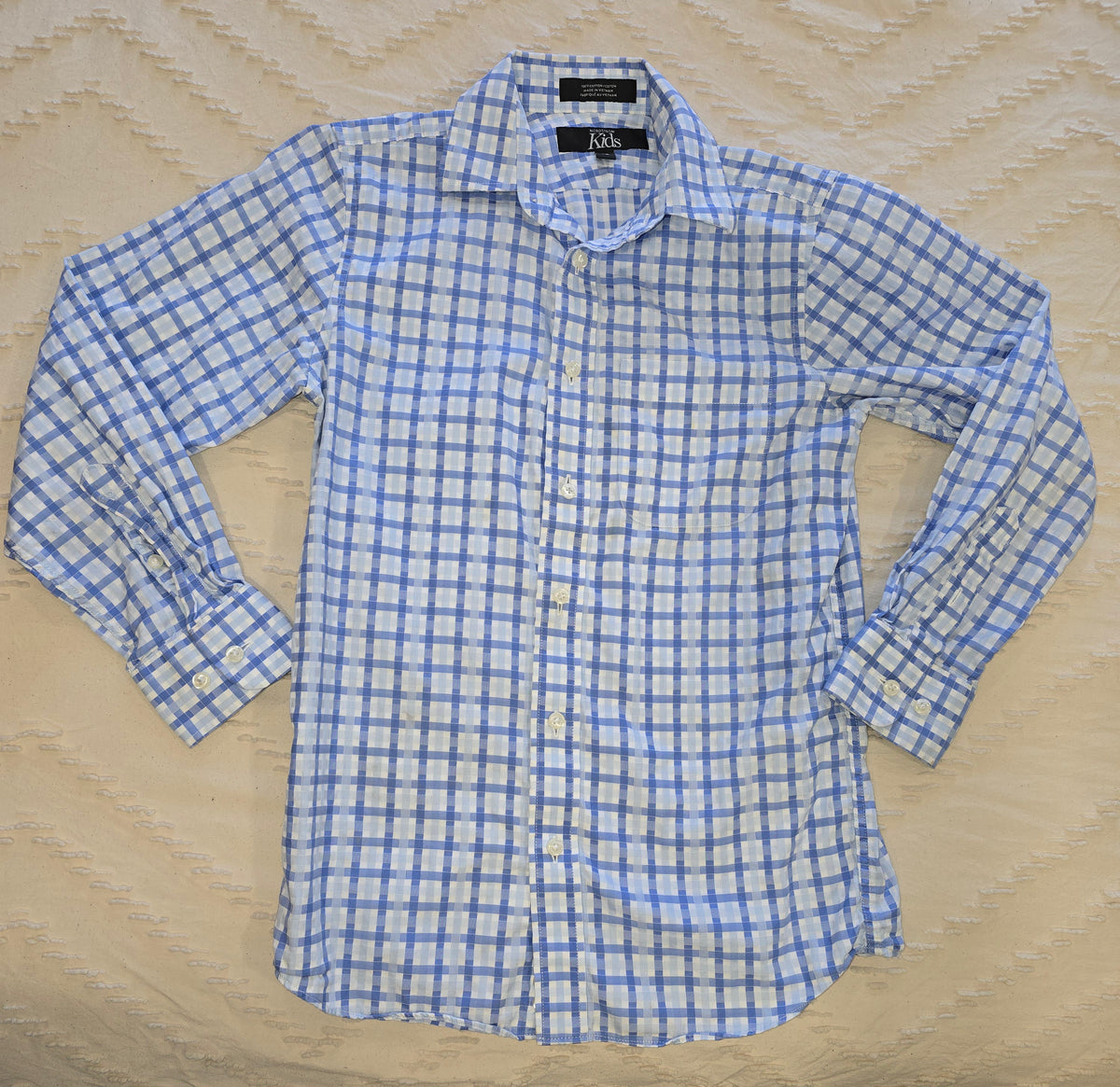 blue plaid button down, norstrom kids, sz 10 - size Youth - 10 (L)