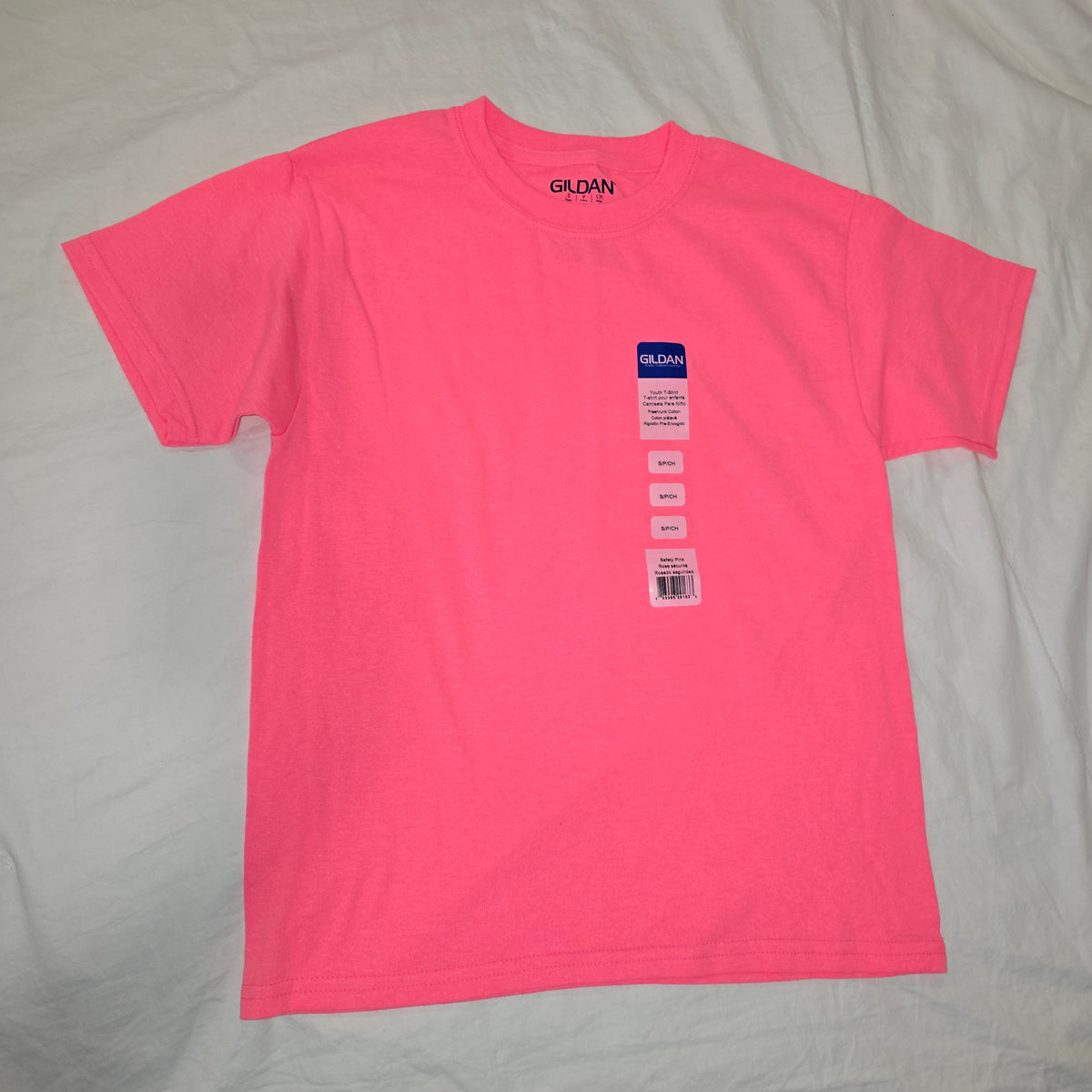 safety pink tee, NEW sz small 6/8 - size Youth - 6 (S)