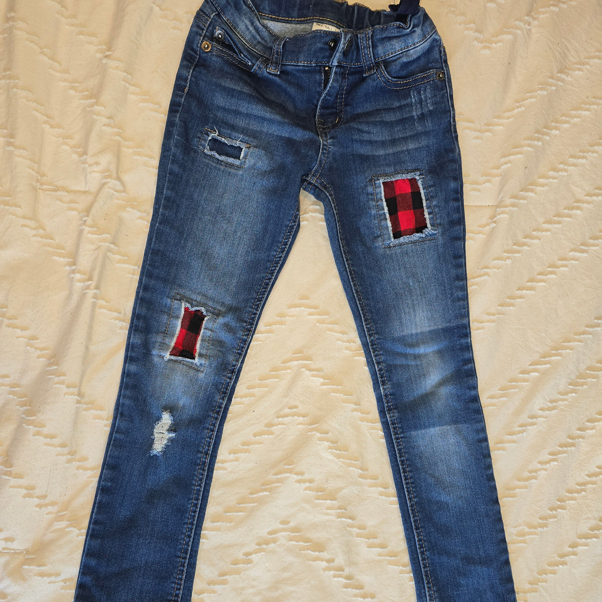 red flannel patchwork jean, sz 6, WW PLAY - size Youth - 6 (S)
