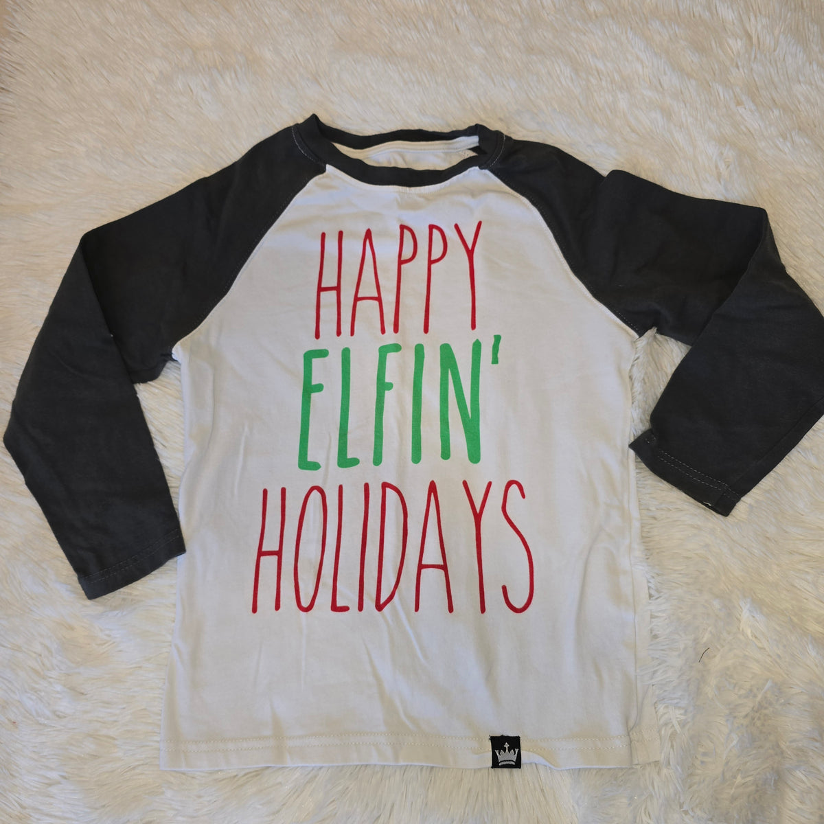 Happy Elfin Holidays LS sz 6, Littlest Prince - size Youth - 6 (S)