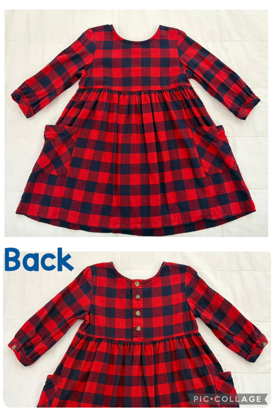 Buffalo plaid dress w pockets -Hanna Andersson - size Toddler - 5T