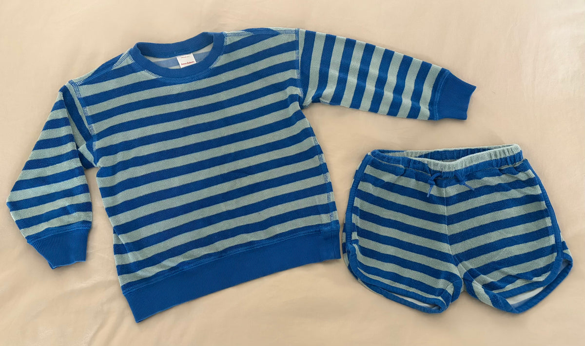 Cute Hanna Andersson striped set - blue - size Toddler - 5T