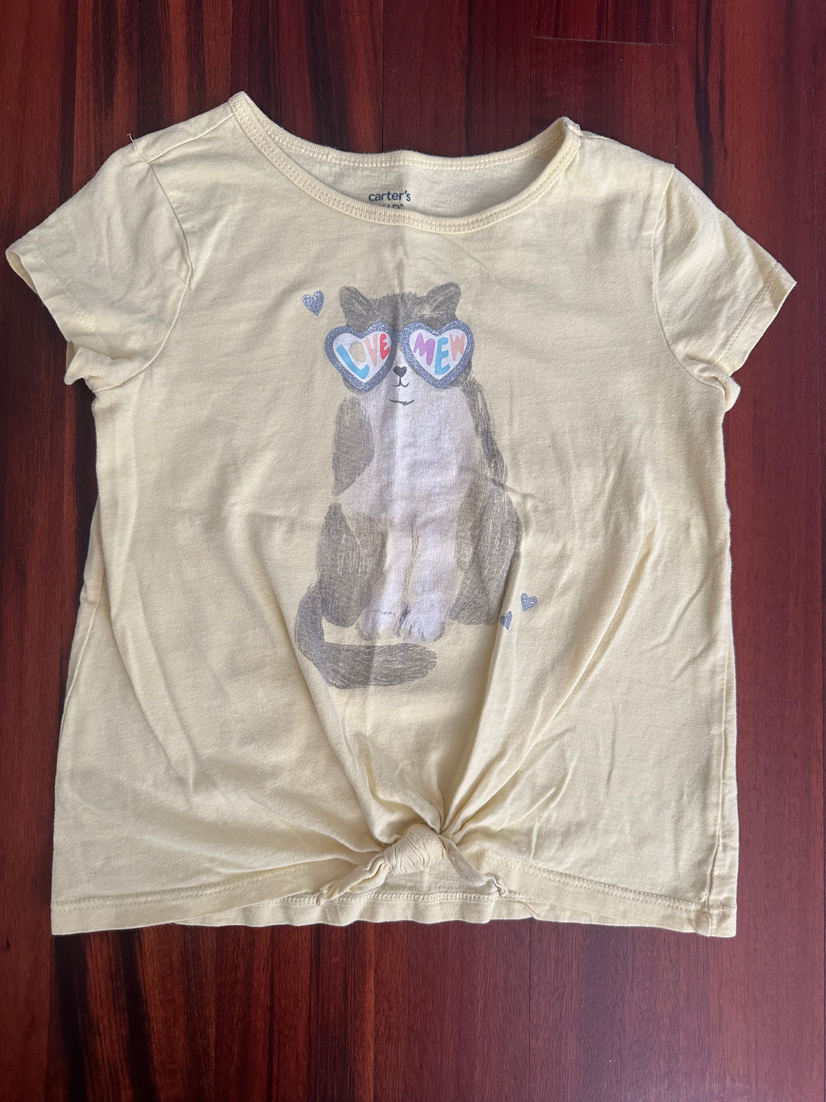 Yellow t-shirt with Love Mew Cat & knot