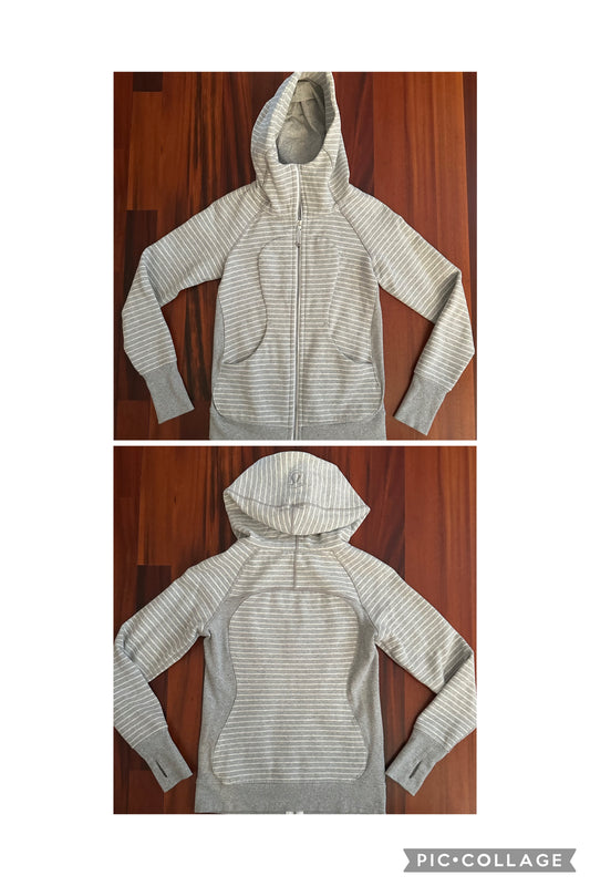 lululemon hooded gray & white zip-up - EUC sz4 - size Women - S (4/6)