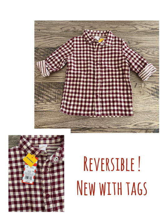 *NEW* Reversible pattern shirt w/ snaps - size Toddler - 5T