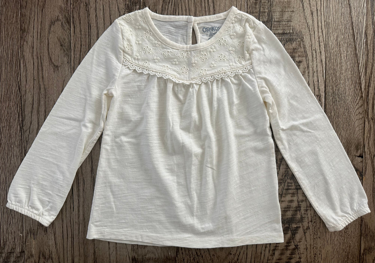 L/S ivory top w detail - VGUC - Osh Kosh - size Toddler - 4T