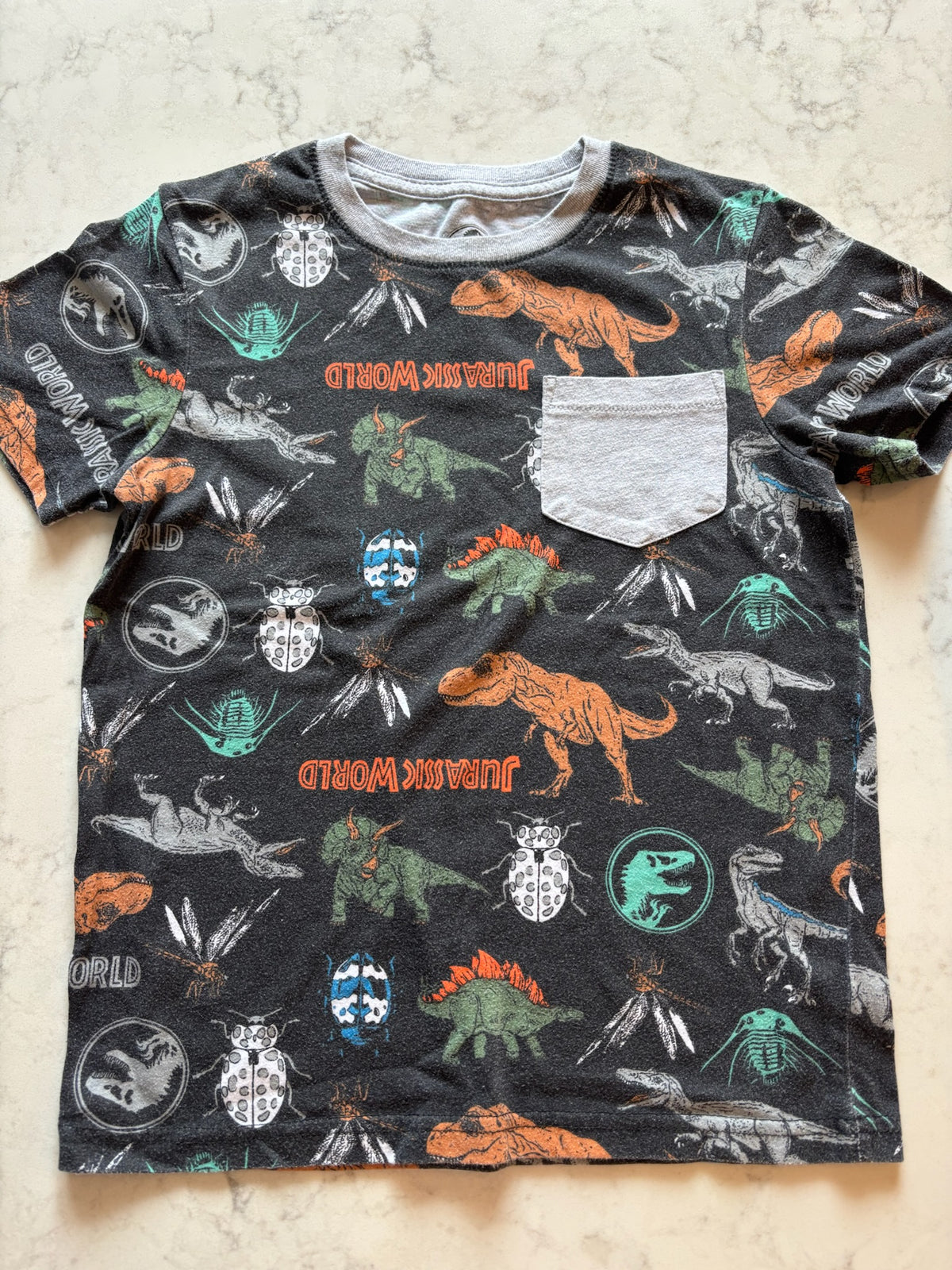 Jurassic World t-shirt - dinos and bugs - size Youth - 6 (S)