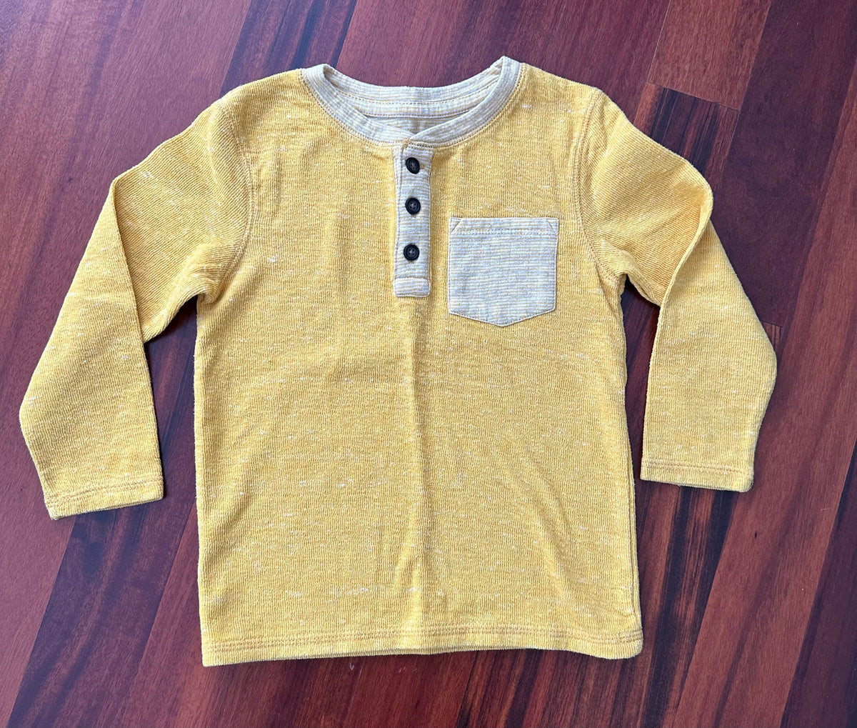 Yellow contrast henley - warm & comfy - NWOT!! - size Toddler - 4T