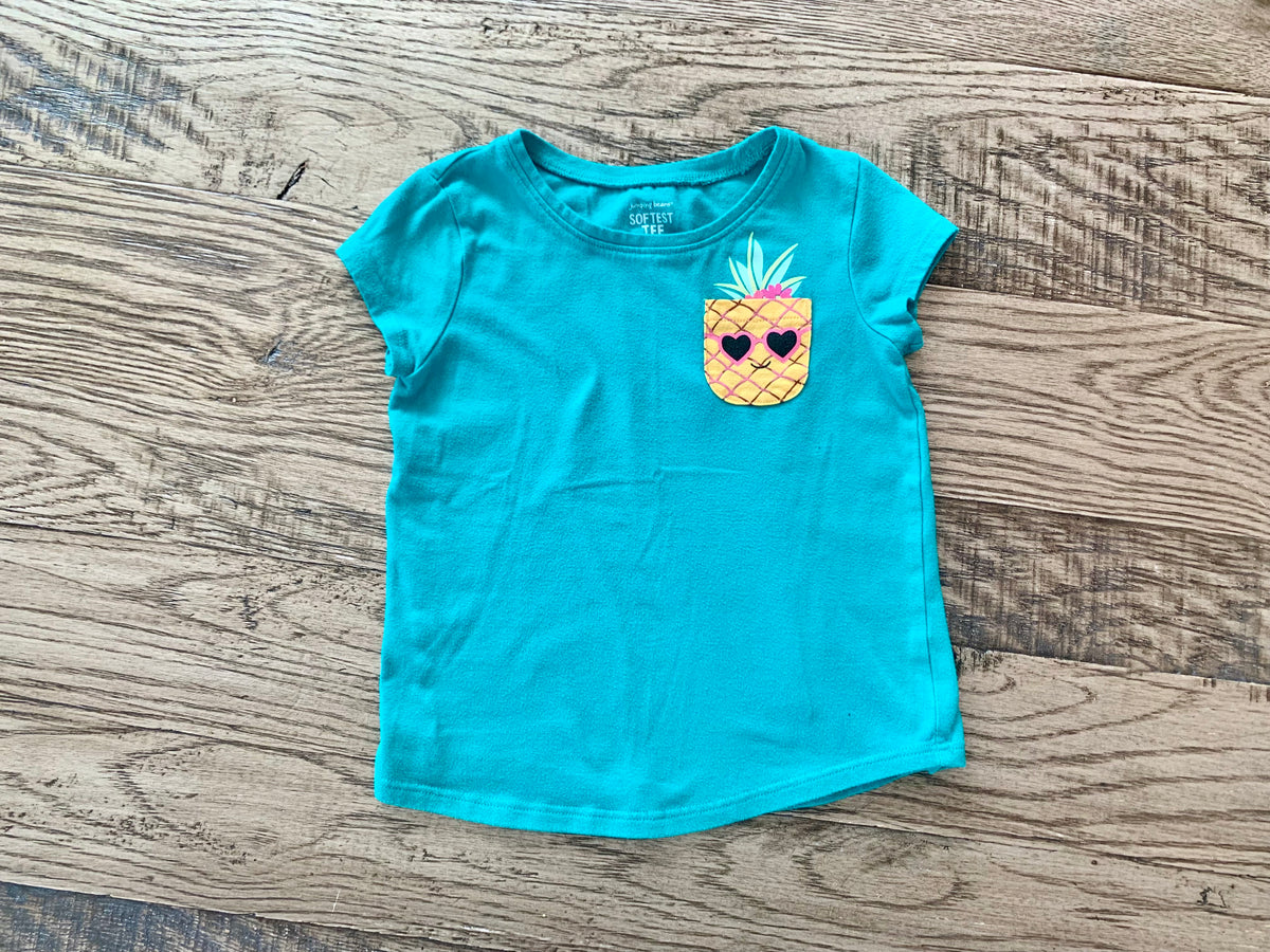Teal t-shirt with pineapple pocket - size Toddler - 4T
