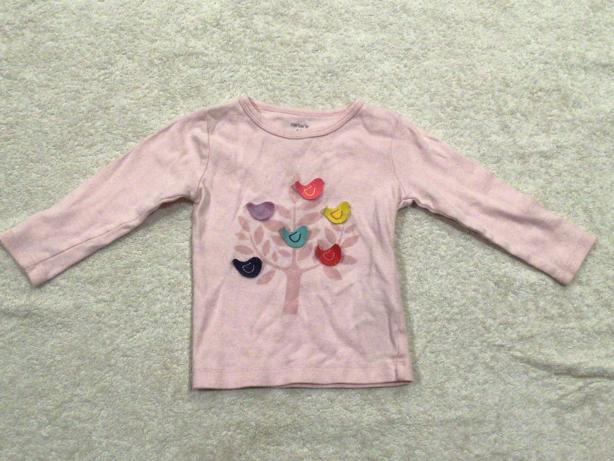 Carter's - Runs Small L/S Pink w/ Birds - size Month - 9-12 / 12M
