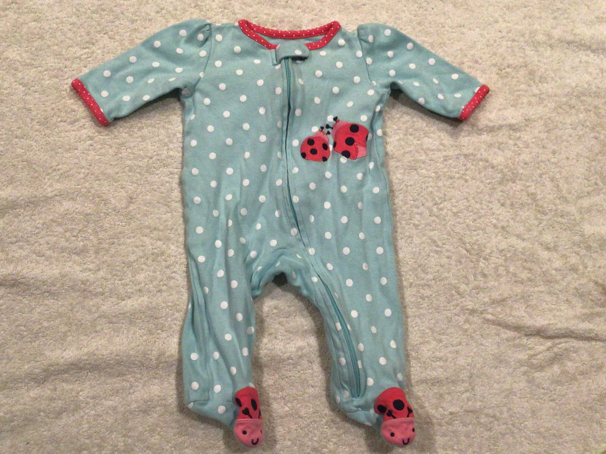 Carter's Sleeper Zip-Up Blue/White Polka Dot - size Month - 3-6 / 6M